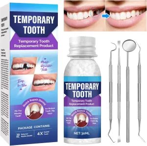 Tooth Repair Kit, Moldable Tooth Filling Repair Kit, Fake Teeth DIY at Home, Fixing Missing & Broken Tooth Replacements, with 4 Dental Tools