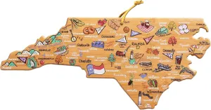 Totally Bamboo North Carolina State Shaped Cutting Board and Charcuterie Serving Platter with Artwork by Fish Kiss, Includes Hang Tie for Wall Display