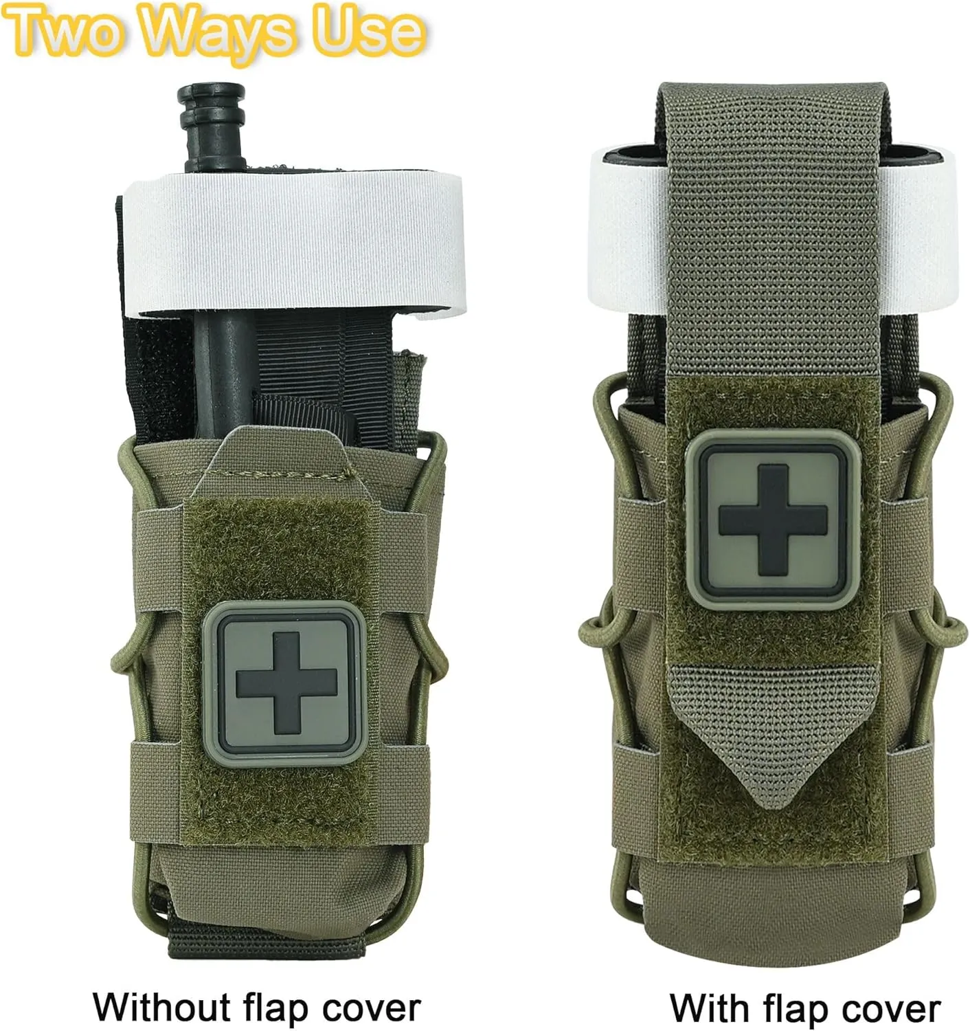 Tourniquet Pouch with Molle Clip,SABADO Tourniquet Holder Removeable Flap Cover,TQ Pouch for Duty Belt and Tactical Vest