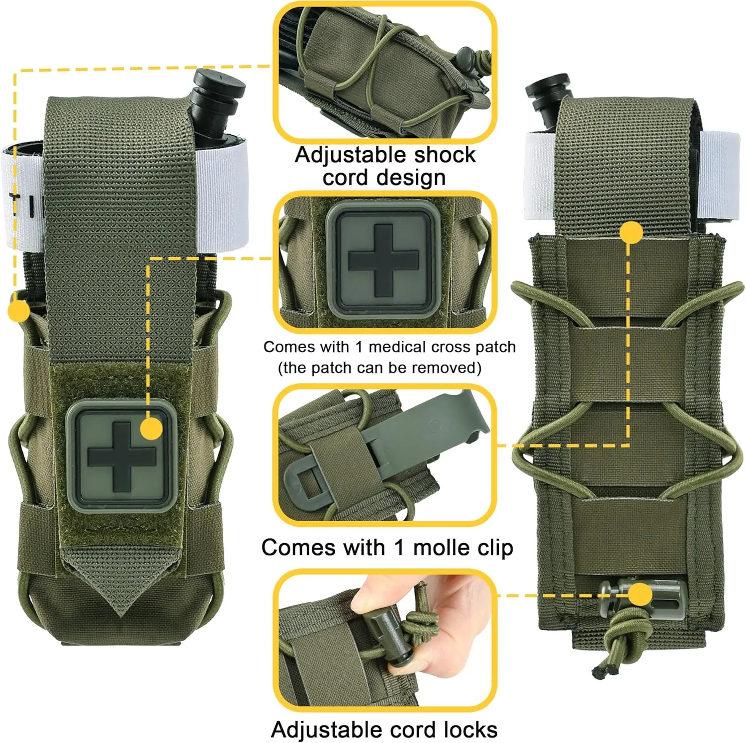 Tourniquet Pouch with Molle Clip,SABADO Tourniquet Holder Removeable Flap Cover,TQ Pouch for Duty Belt and Tactical Vest