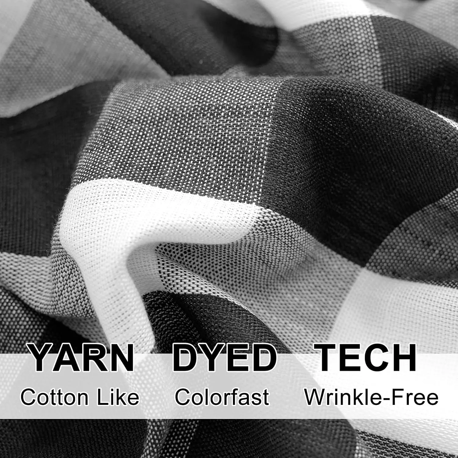 Treatmentex Black-White Buffalo Plaid Kitchen Curtains 24inch Small Tier Curtains Semi Sheer Café Curtain Set for Basement Laundry Windows Over Sink 27" Width x 2 Panels