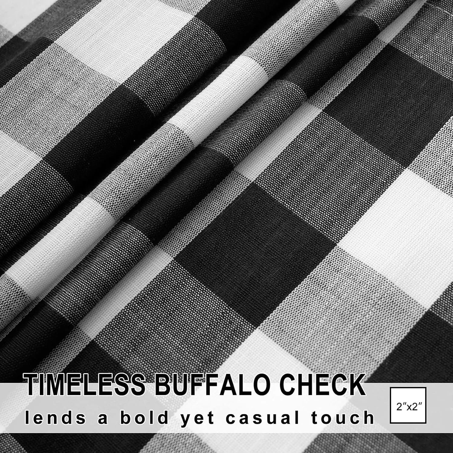 Treatmentex Black-White Buffalo Plaid Kitchen Curtains 24inch Small Tier Curtains Semi Sheer Café Curtain Set for Basement Laundry Windows Over Sink 27" Width x 2 Panels