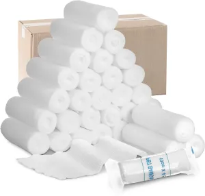 Treela 100 Rolls Gauze Bandage, 2 in x 5 Yards, Elastic Bandages Individual Packaging Sterile Non Latex First Aid Pads Medical Breathable Gauze Roll Wrap for Safety Wound Caring and Supplies