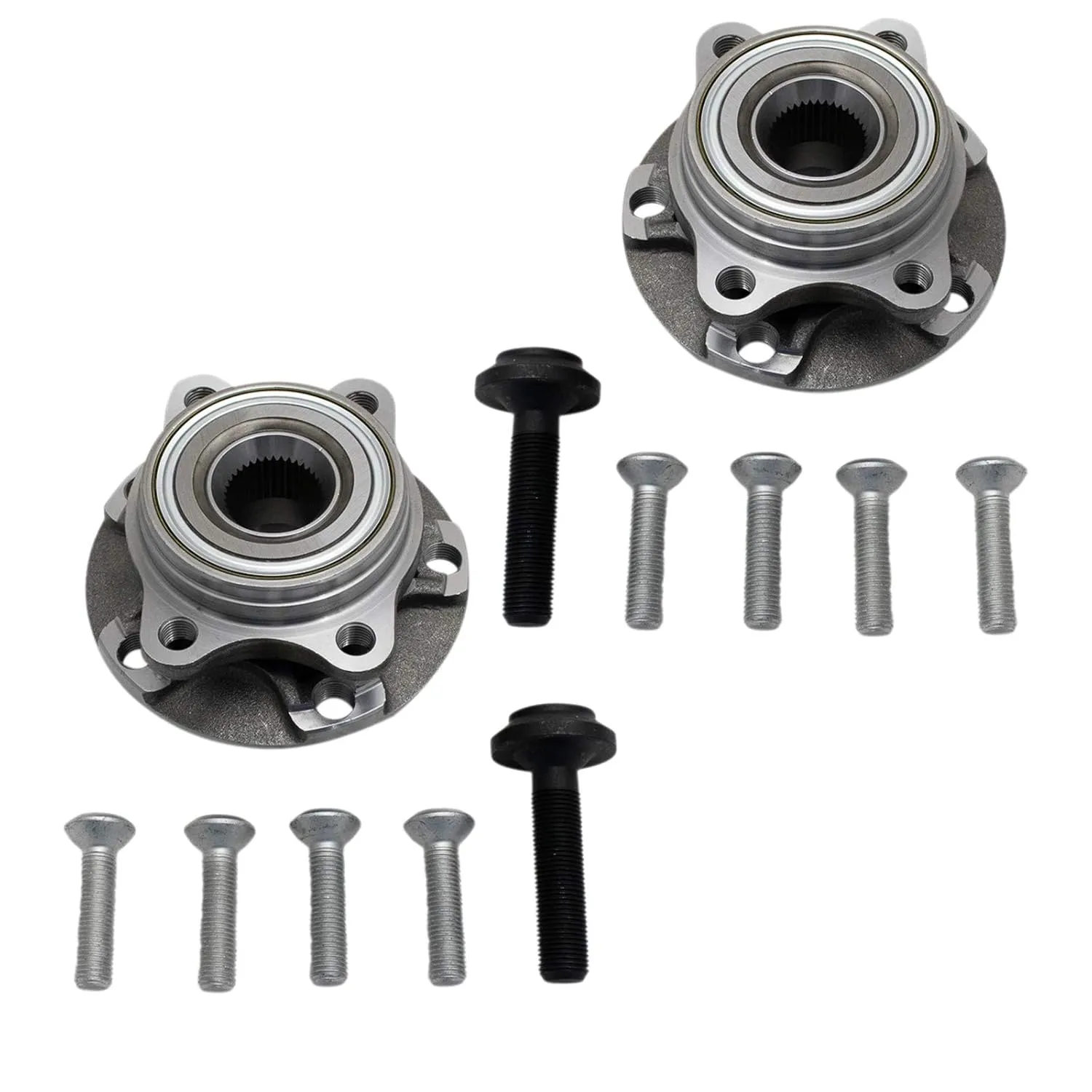 TRQ Front Wheel Hub Bearings Assembly Set Compatible with 2002-2008 Audi A4 A4 Quattro 2002-2004 A6 A6 Quattro 2007-2008 RS4 2004-2008 S4