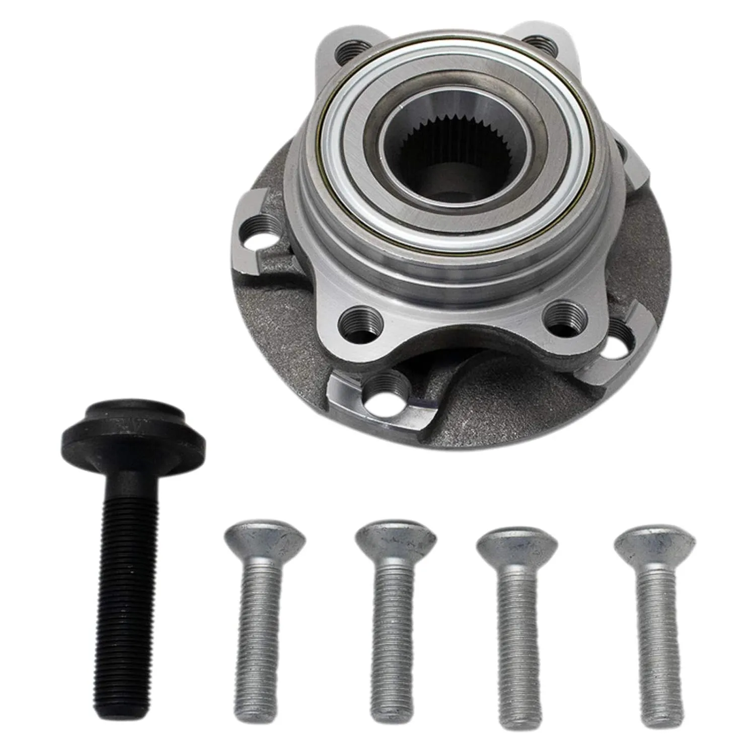 TRQ Front Wheel Hub Bearings Assembly Set Compatible with 2002-2008 Audi A4 A4 Quattro 2002-2004 A6 A6 Quattro 2007-2008 RS4 2004-2008 S4