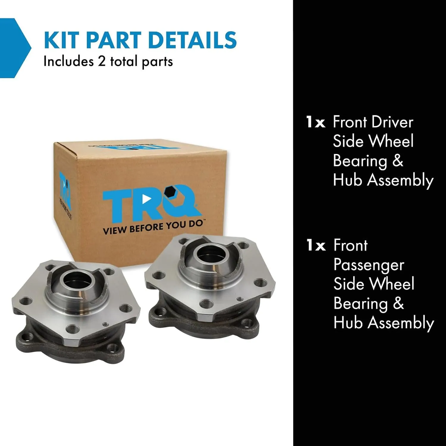 TRQ Front Wheel Hub Bearings Assembly Set Compatible with 2017-2019 Audi A4 A4 allroad 2018-2019 A5 Sportback Q5 Q7 S4 S5 S5 Sportback SQ5