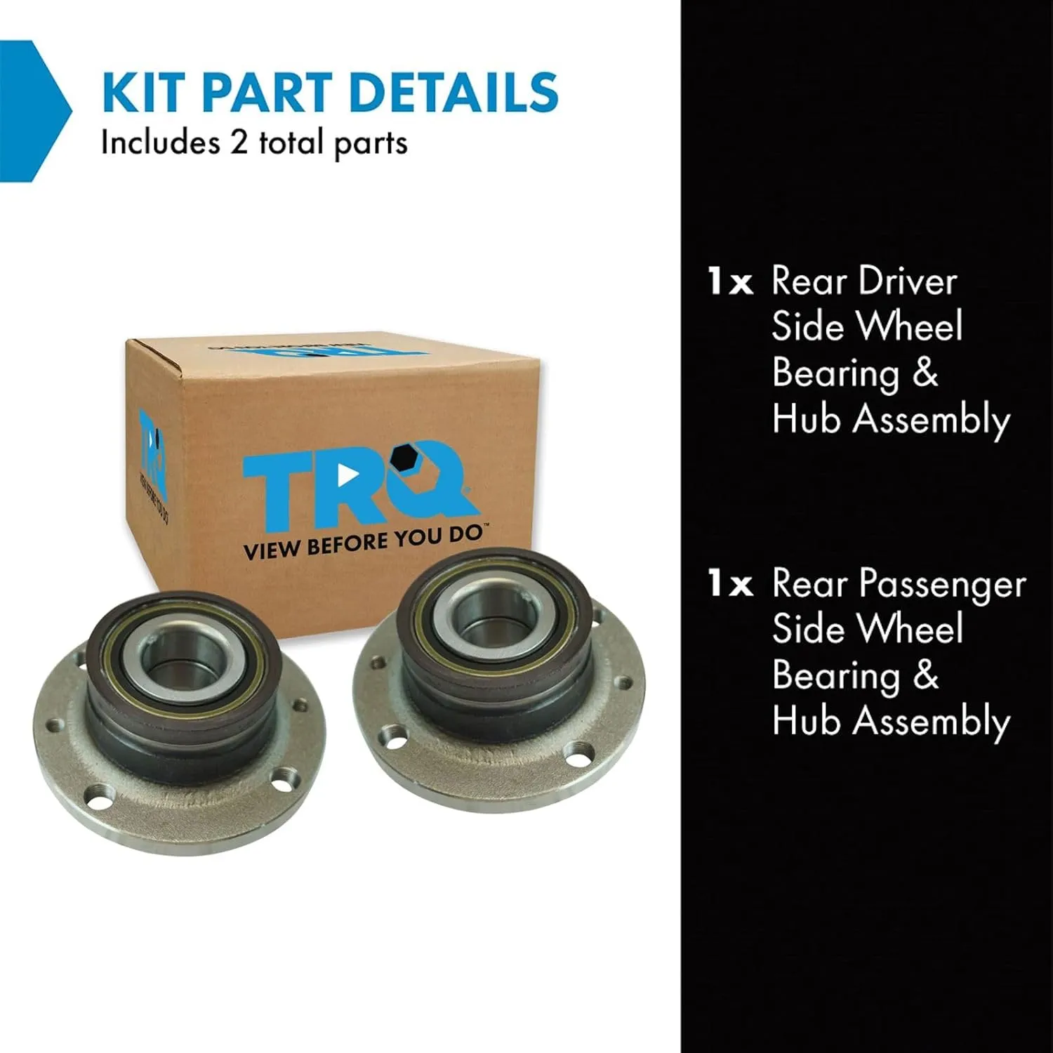 TRQ Rear Wheel Hub Bearings Assembly Set Driver & Passenger Side Compatible with 2012-2019 Fiat 500