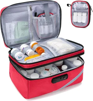 Trunab Medicine Storage Bag with Combination Lock, Lockable Pill Bottle Organizer, Travel Medication Carry Case for Medicine Box, Prescription, Vitamins, Supplements or Medical Supplies