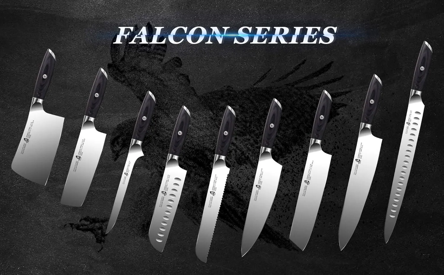TUO Nakiri Knife - 6.5 Inch Vegetable Chopping Knife - High Carbon German Steel - Ergonomic Pakkawood Handle with Gift Box - Falcon Series