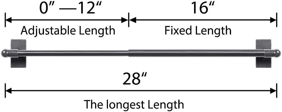 Turquoize 2 Pack Magnetic Curtain Rods for Metal Doors 1/2" Multi-Use Versatile Adjustable Appliance Magnetic Rod Extends from 16 inch to 28 inch Magnetic Cafe Curtain Rod, Pewter, 2 Pack
