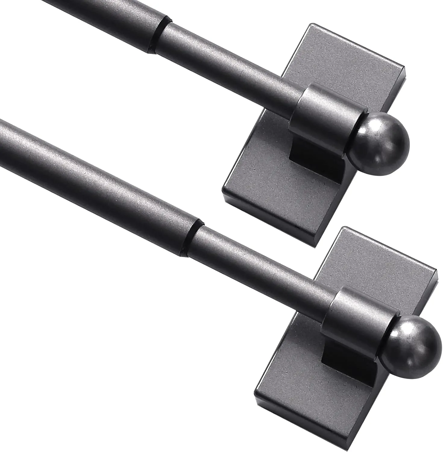 Turquoize 2 Pack Magnetic Curtain Rods for Metal Doors 1/2" Multi-Use Versatile Adjustable Appliance Magnetic Rod Extends from 16 inch to 28 inch Magnetic Cafe Curtain Rod, Pewter, 2 Pack