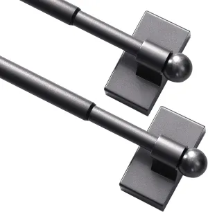 Turquoize 2 Pack Magnetic Curtain Rods for Metal Doors 1/2" Multi-Use Versatile Adjustable Appliance Magnetic Rod Extends from 16 inch to 28 inch Magnetic Cafe Curtain Rod, Pewter, 2 Pack