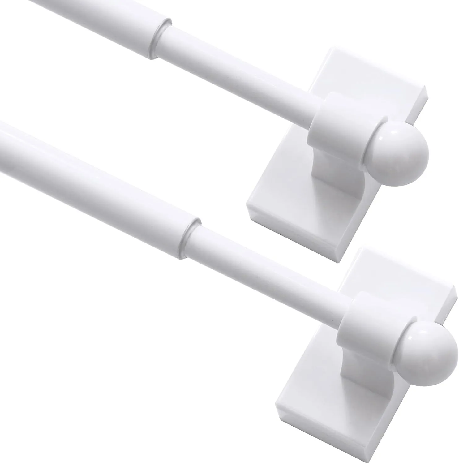 Turquoize 2 Pack Magnetic Curtain Rods for Metal Doors with Adjustable Length,Extends from 16 inch to 28 inch Magnetic Cafe Curtain Rod, Easy Installation for Any Steel Spaces, White, 2 Pack