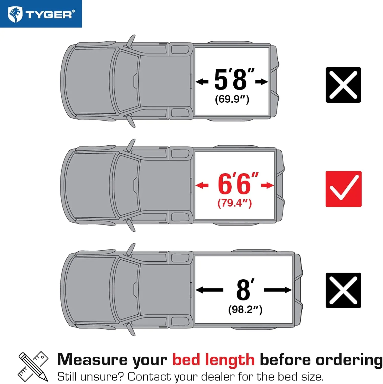 Tyger Auto T3 Soft Tri-fold Truck Bed Tonneau Cover Compatible with 2019-2025 Chevy Silverado GMC Sierra 1500 (Not Fit 19 LD; 19-25 Classic) | 6'7" (79") Bed | TG-BC3C1054