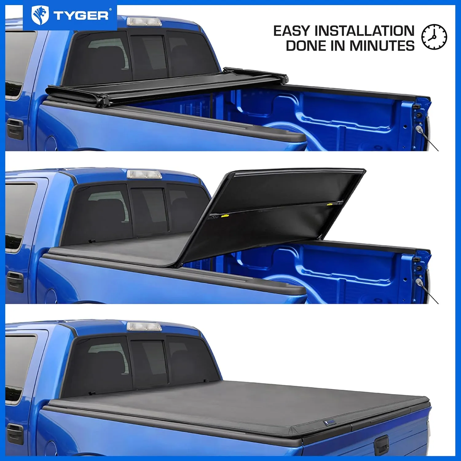 Tyger Auto T3 Soft Tri-fold Truck Bed Tonneau Cover Compatible with 2019-2025 Chevy Silverado GMC Sierra 1500 (Not Fit 19 LD; 19-25 Classic) | 6'7" (79") Bed | TG-BC3C1054