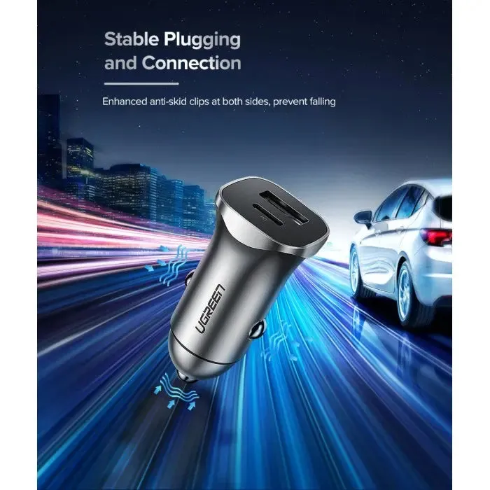 Ugreen Dual Port USB-C & USB-A Fast Car Charger 18W 30780