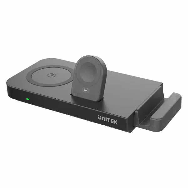 Unitek P1222B 5-in-1 Mighty Combo Wireless Charging Pad with Detachable Phone Stand and USB Ports