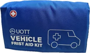 UOTT First Aid Kit for Car – Vehicle Emergency Kit with Detachable Modules, Window Breaker, Splint, Reflective Vest – for Travel, Commute & Roadside Emergencies, Compact Blue Bag