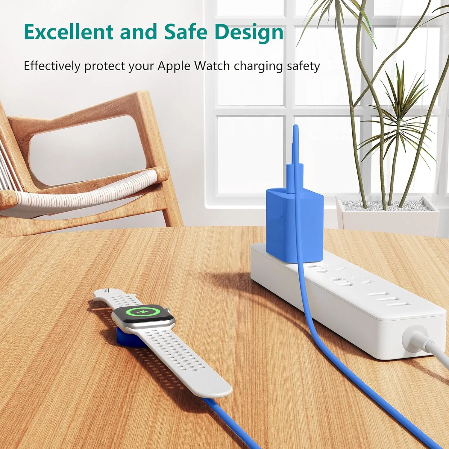 Upgraded Apple Watch Charger, iPhone Watch Charger, Magnetic iWatch Fast Charger to USB C Cable 6ft with USB C Charger Block for iWatch Series Ultra/9/8/7/6/SE/SE2/5/4/3,Blue