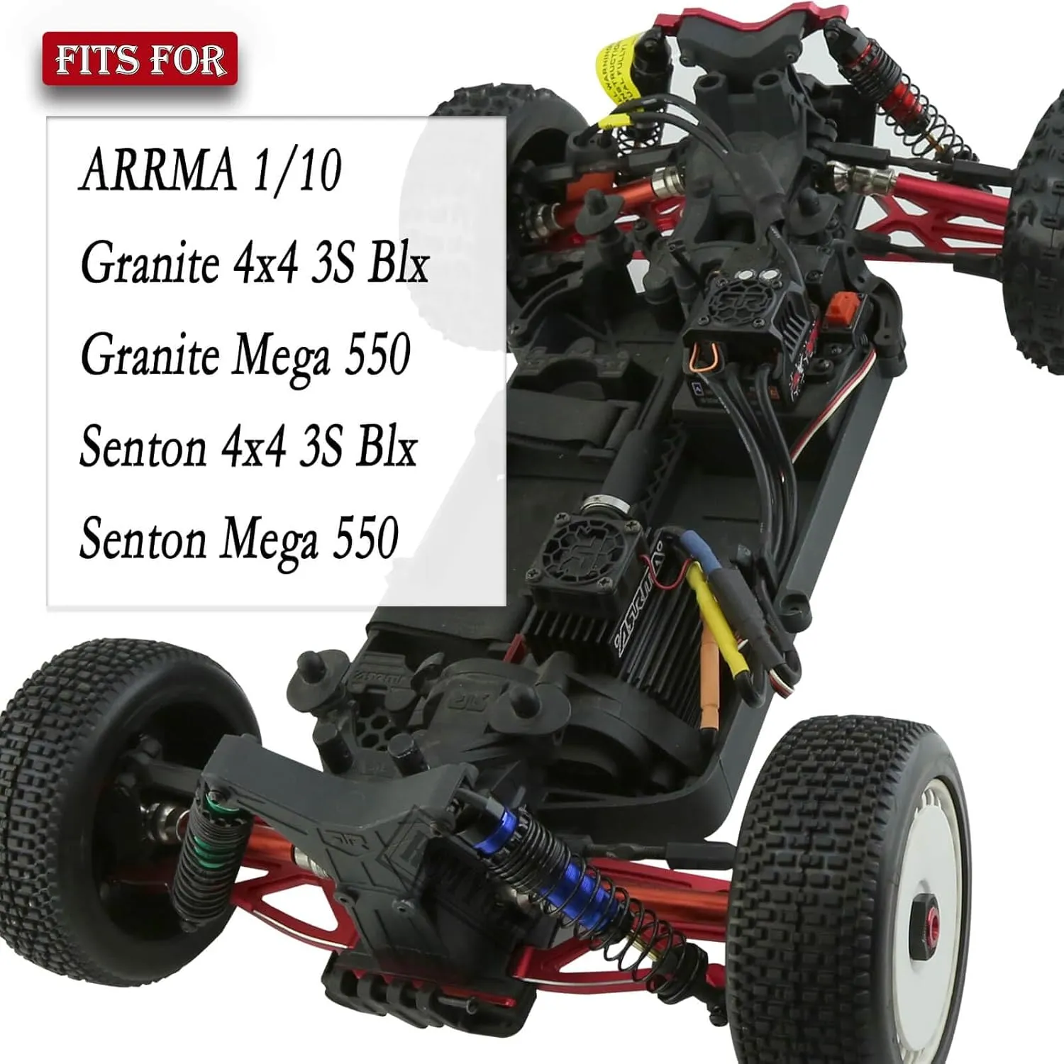 Upgrades Part for 1/10 Arrma Granite/Senton 4x4 3S Blx Mega 550,RC Shocks,Shock Tower,Front Rear Suspension Arm,Steering Blocks Caster Blocks C-Hubs Stub Axle Carriers,Red