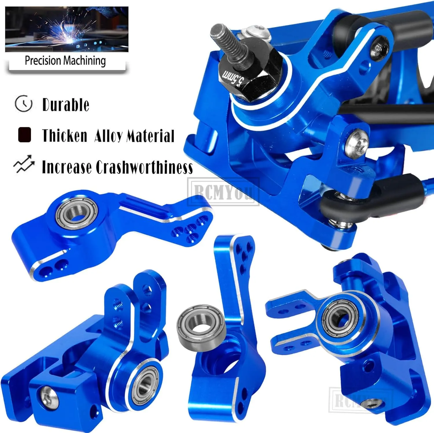 Upgrades Part for 1/10 Rustler 4x4 (VXL),Alloy RC Shock Absorber,Suspension Arm,Caster Block,Steering Blocks,Rear Stub Axle Carriers,Steering Bellcranks,Shock Tower,Navy Blue