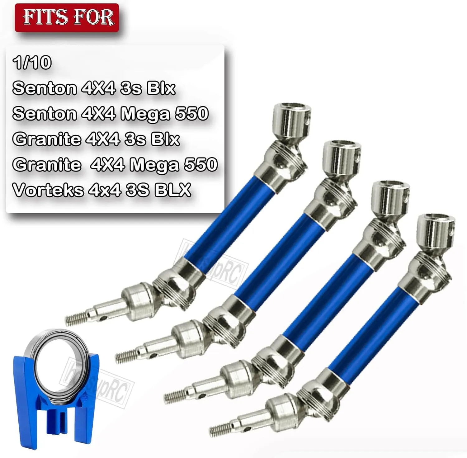 Upgrades Part for 1/10 Senton Granite 3s Blx & Mega 550,Vorteks 4x4 3S BLX,Drive Shaft CVD Axles & Aluminum Center Driveshaft High Speed Support & Center Slider Driveshaft,Navy Blue