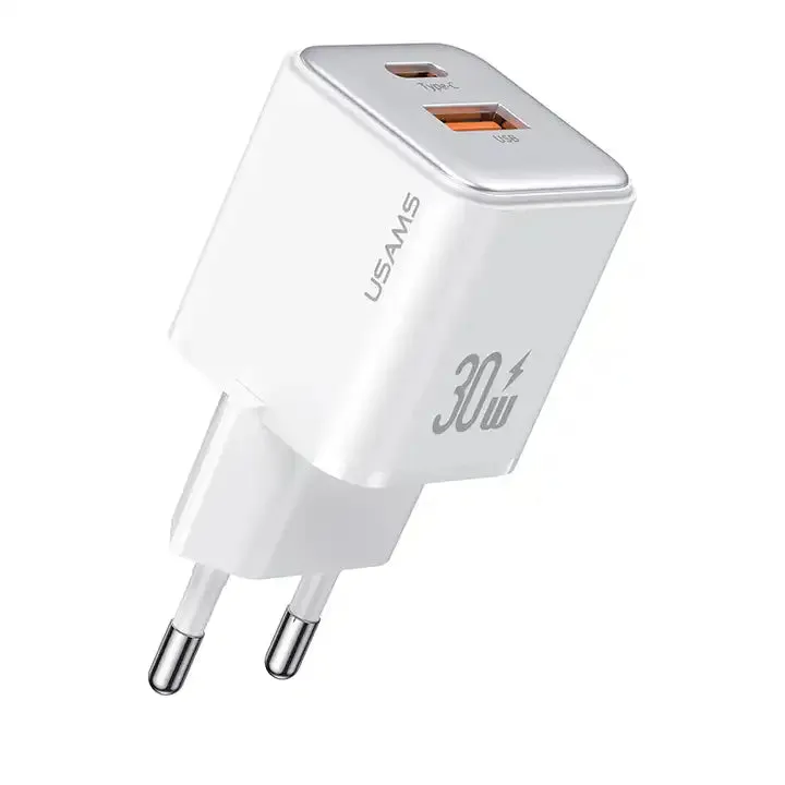 Usams US-CC189 Dual-Port Mini Wall Fast Charger (EU) X-Ron Series-PD 30W  QC 3.0 A C, USB-A Type-C