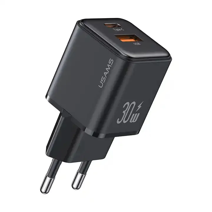 Usams US-CC189 Dual-Port Mini Wall Fast Charger (EU) X-Ron Series-PD 30W  QC 3.0 A C, USB-A Type-C