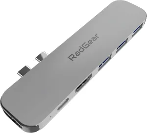 USB-C 6-in-2 Multiport Hub Adapter MacBook Compatible with Dual 4K HDMI Multi Monitor Support on MacBook Air M3/M4, 100W USB-C Power Delivery, 3 USB 3.0 Ports