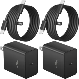 USB C Charger Type C Charger Fast Charging 10FT 45W Samsung Chargers 2-Pack with iPhone 16/16 Plus/16 Pro/16 Pro Max/iPhone 15/15 Pro Max/iPad Pros/AirPods/Samsung Galaxy S25 S24 S23 S22 S21,Android