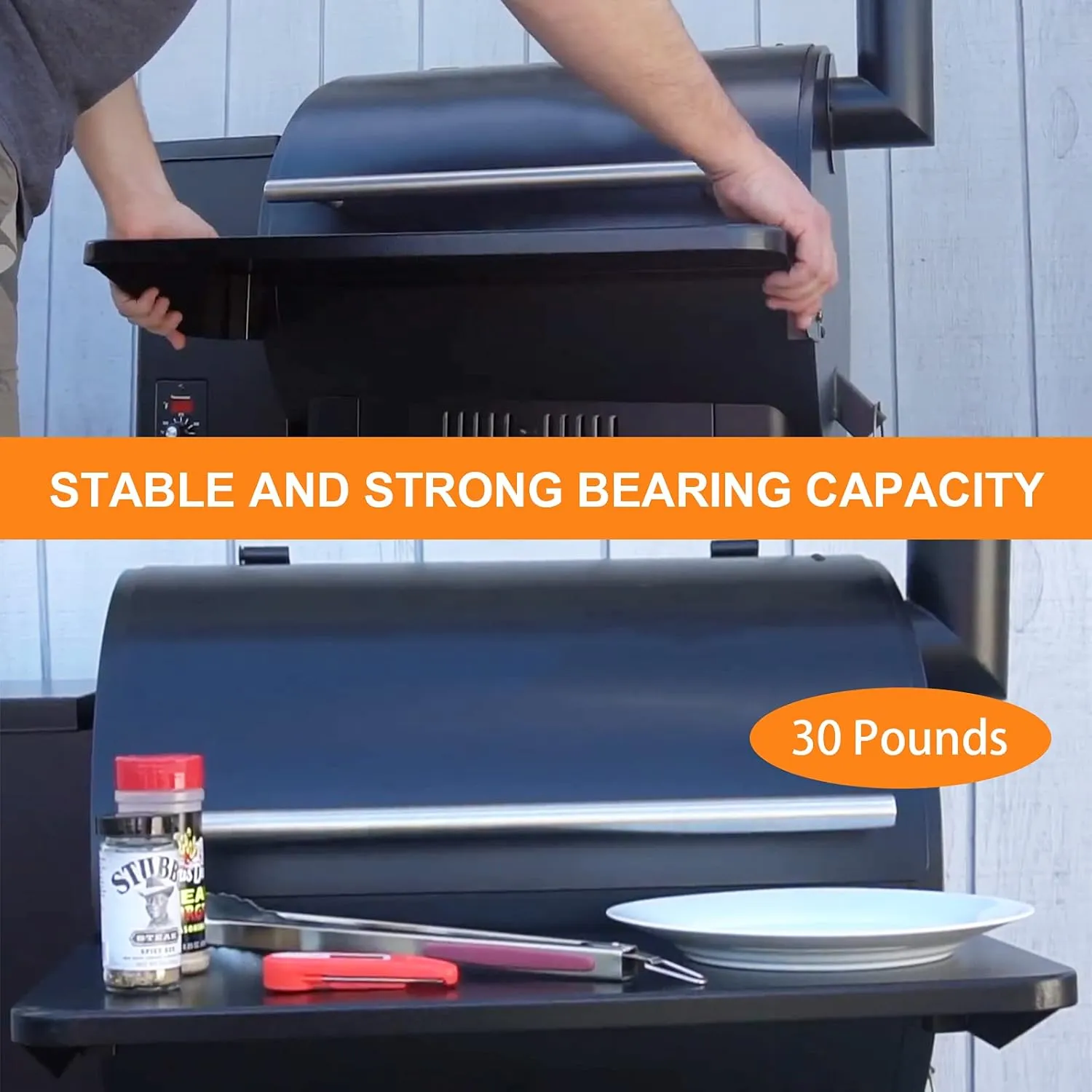 Utheer Folding Shelf for Traeger Pro 22, Pro 575 and ironwood 650 Series Pellet Grill, Grill Accessories for Traeger Pellet Grills, BAC362 Front Folding Shelf, 25" L x 12" W, Black