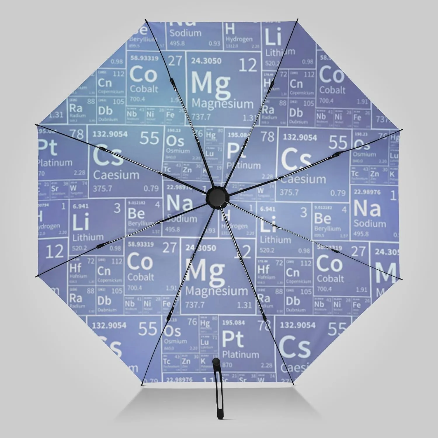 UV Blocking Automatic Open Umbrella Chemical-periodic-table-funny Portable Travel Folding Umbrellas with Cover Bag