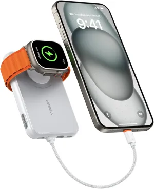 VEGER Portable Charger with Built in Cable(Removable), 10000mAh Mini Power Bank Battery Pack, PD 20W Fast Charger Travel Accessory Compatible with iPhone 15/14/13 Pro Max, Sumsang, Apple Watch-White