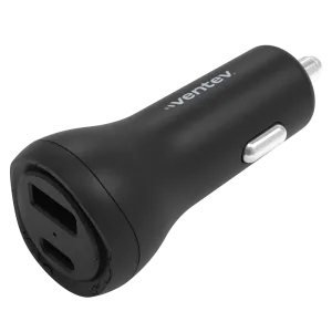 Ventev 32W ULTRAFAST USB C and USB A Universal Dual Car Charger Black