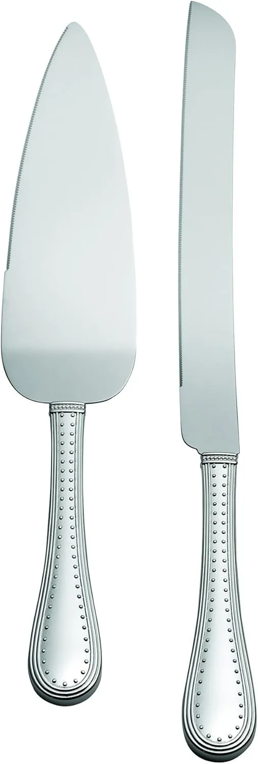 Vera Wang Wedgwood Grosgrain Silver Plate Cake Knife and Server Set