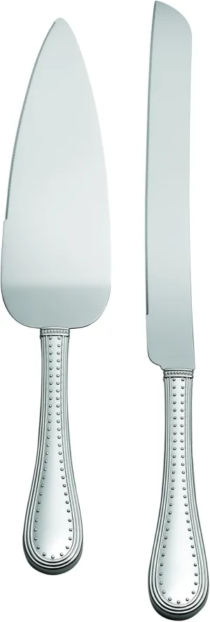 Vera Wang Wedgwood Grosgrain Silver Plate Cake Knife and Server Set