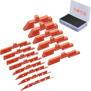 VEVOR Router Table Setup Bars, 14 pcs, Precision Aluminum Setup Blocks Height Gauge Set, with Laser Engraved Size Markings Storage Case, Measuring Depth Height Angle, for Router Table Saw Accessories