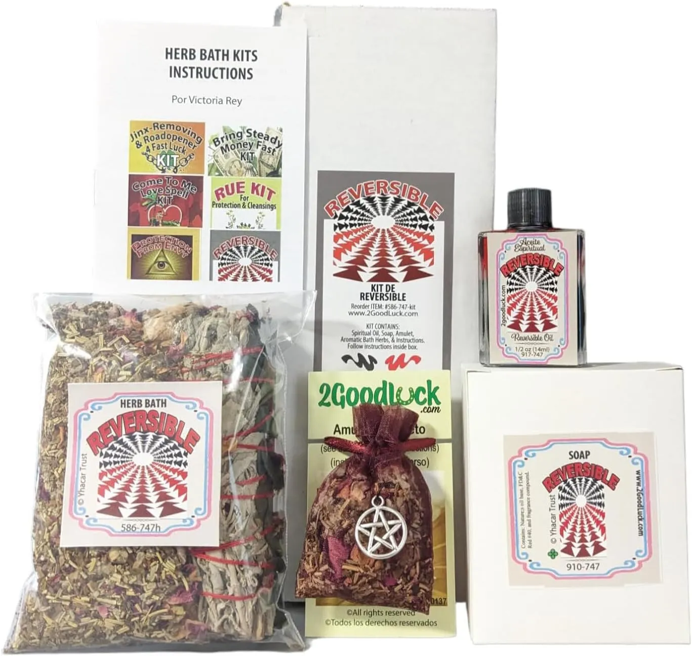 Victoria Rey Reversible Kit w/Oil for Rituals & Spells. Kit de Reversible c/Aceite para Rituales Y Magia