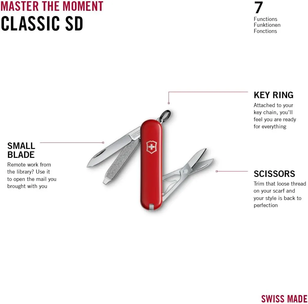 Victorinox Swiss Army Classic SD Pocket Knife, Red