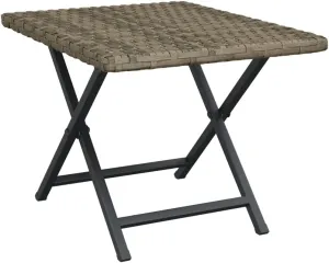 vidaXL Folding Table - Outdoor Garden Furniture, Poly Rattan, Foldable, Gray, Patio/Balcony