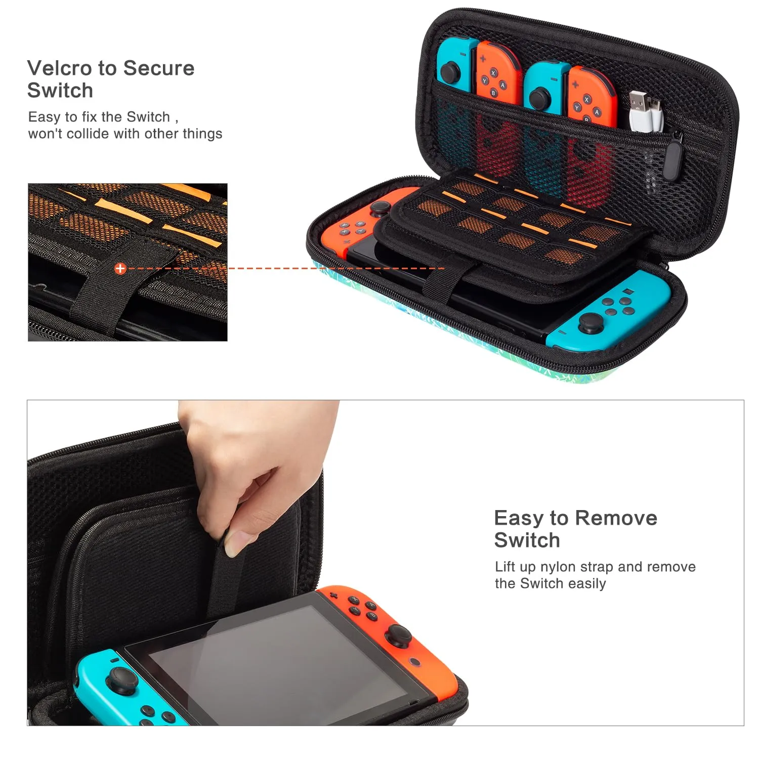 Vimorco Fox Nintendo Switch OLED Case, Game Fairytale Forest Nintendo Switch Case, Blue Switch Travel Cover for Girls Boys, 16 Game Card Slots, Hard Shell Cover for Console Games & Joy-Con