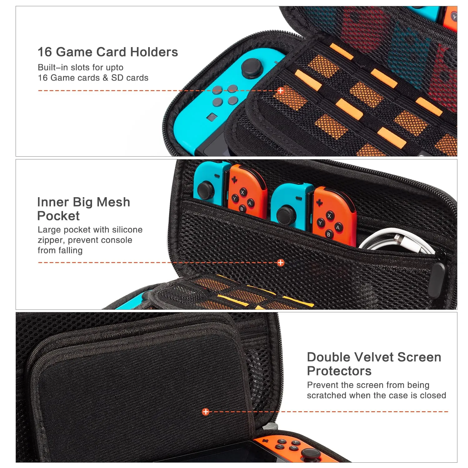 Vimorco Fox Nintendo Switch OLED Case, Game Fairytale Forest Nintendo Switch Case, Blue Switch Travel Cover for Girls Boys, 16 Game Card Slots, Hard Shell Cover for Console Games & Joy-Con