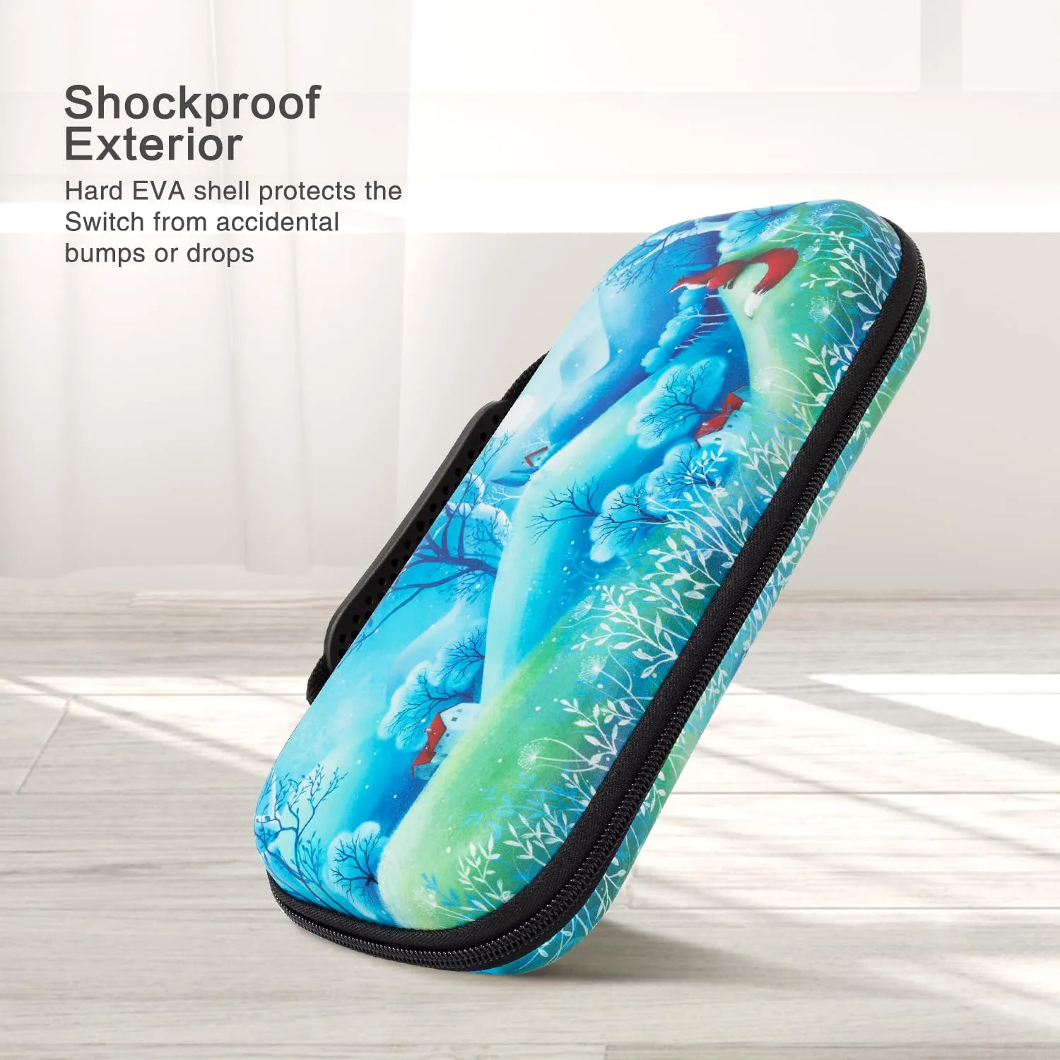 Vimorco Fox Nintendo Switch OLED Case, Game Fairytale Forest Nintendo Switch Case, Blue Switch Travel Cover for Girls Boys, 16 Game Card Slots, Hard Shell Cover for Console Games & Joy-Con