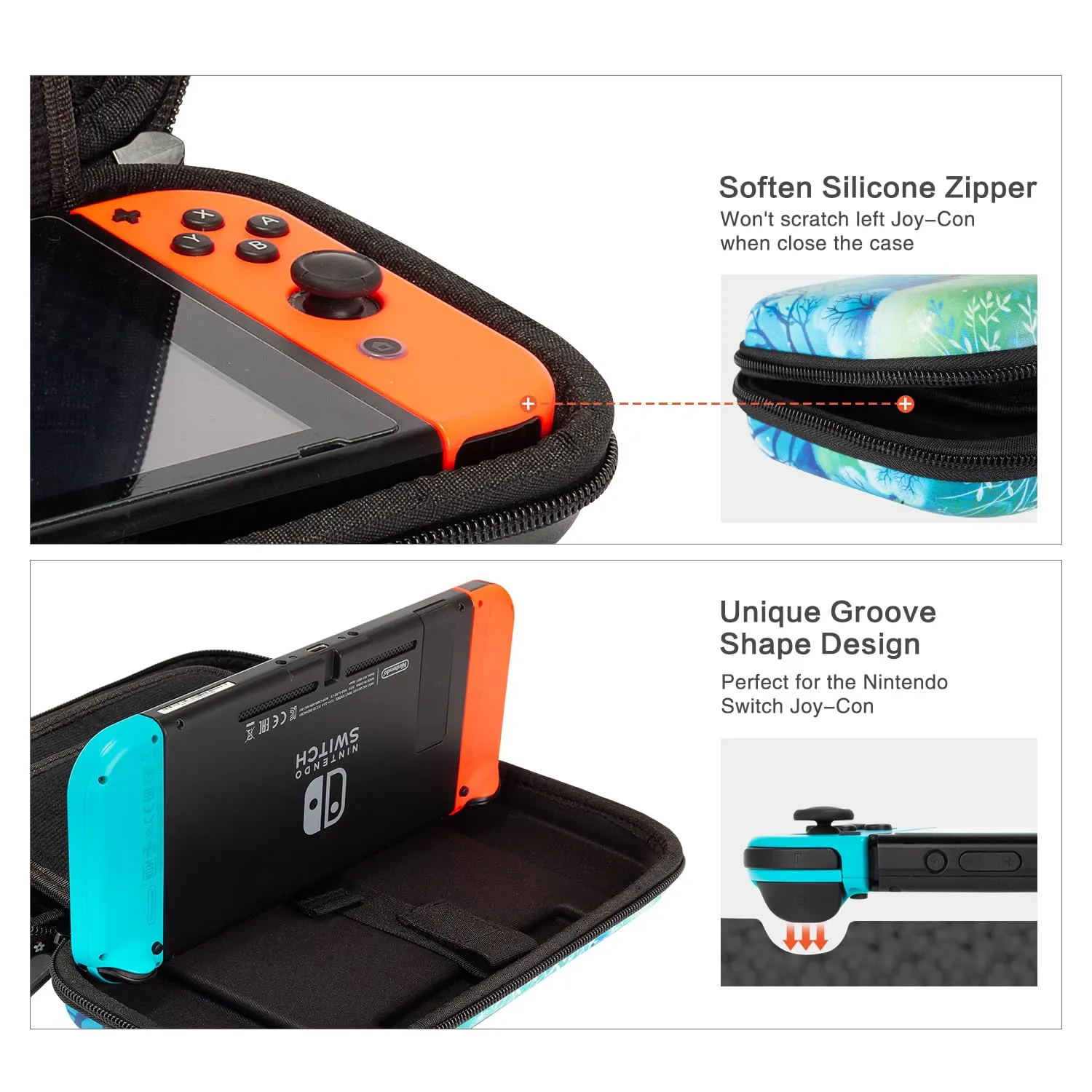 Vimorco Fox Nintendo Switch OLED Case, Game Fairytale Forest Nintendo Switch Case, Blue Switch Travel Cover for Girls Boys, 16 Game Card Slots, Hard Shell Cover for Console Games & Joy-Con
