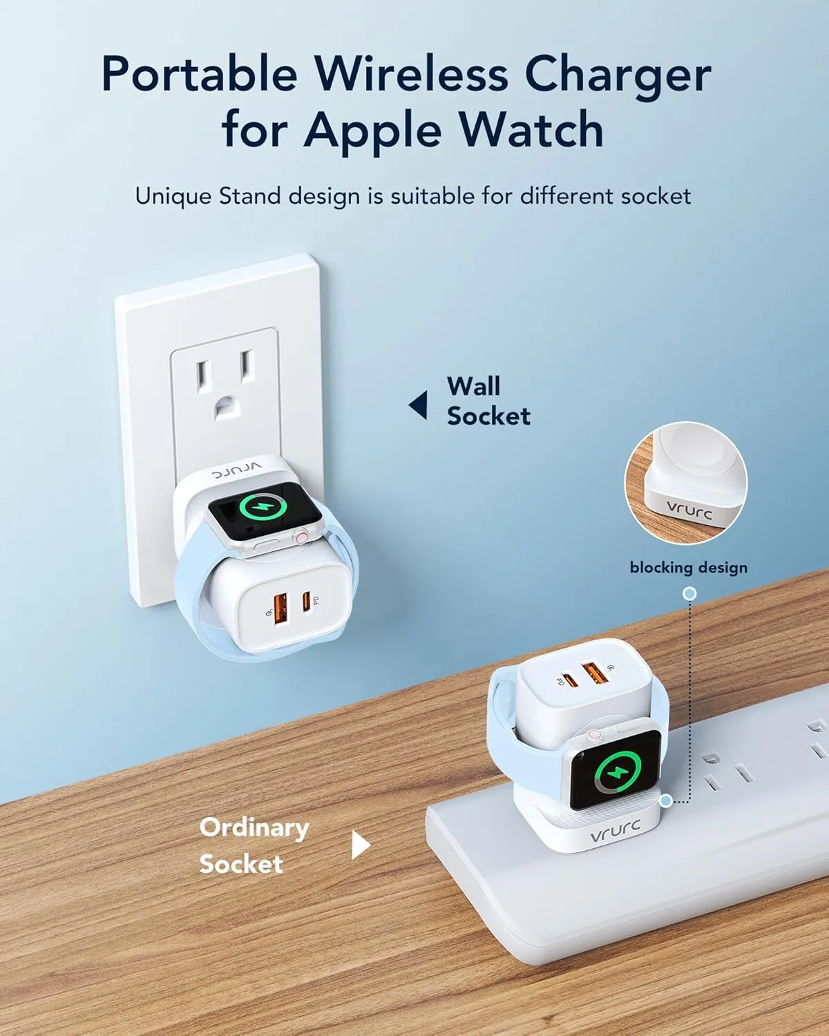 VRURC for Apple Watch Charger, Portable Wireless Magnetic for iWatch, PD 20W 3-in-1 Travel Essentials USB C Wall Charging Block for iWatch Ultra/SE/10/9/8/7/6/5/4/3/, iPhone 16/15/14/13,Android-White