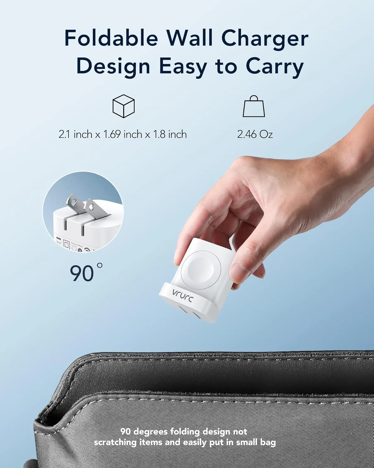 VRURC for Apple Watch Charger, Portable Wireless Magnetic for iWatch, PD 20W 3-in-1 Travel Essentials USB C Wall Charging Block for iWatch Ultra/SE/10/9/8/7/6/5/4/3/, iPhone 16/15/14/13,Android-White