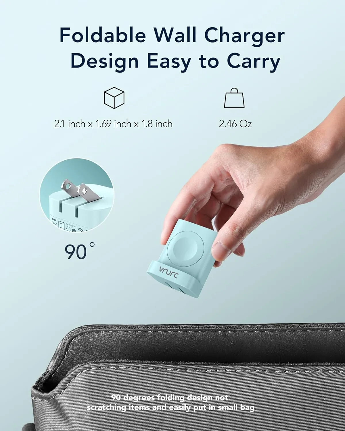 VRURC for Apple Watch Charger, Wireless Magnetic Portable iWatch Charger, PD 20W 3-in-1 Travel Essentials Fast Charging Block for iWatch Ultra/SE/10/9/8/7/6/5/4/3/2, iPhone 16/15/14/13,Android-Green