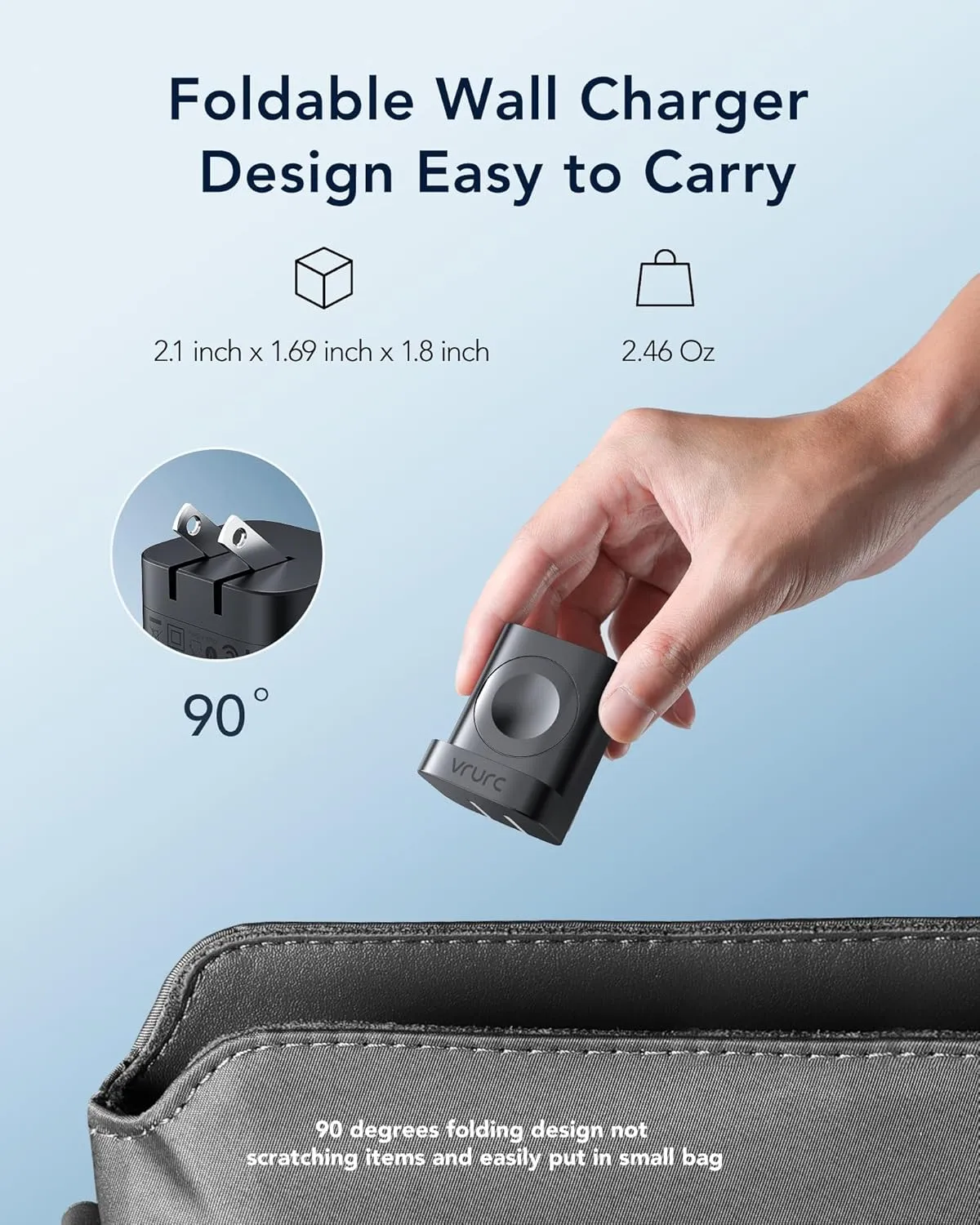VRURC for Apple Watch Charger, Wireless Magnetic Portable iWatch Charger, PD 20W 3-in-1 Travel Essentials Fast Charging Block for iWatch Ultra/SE/10/9/8/7/6/5/4/3/2/1,iPhone 16/15/14/13,Android-Black