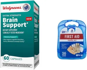 walgreens Extra Strength Brain Support 60 Capsules (60 Days) with Free First aid kit
