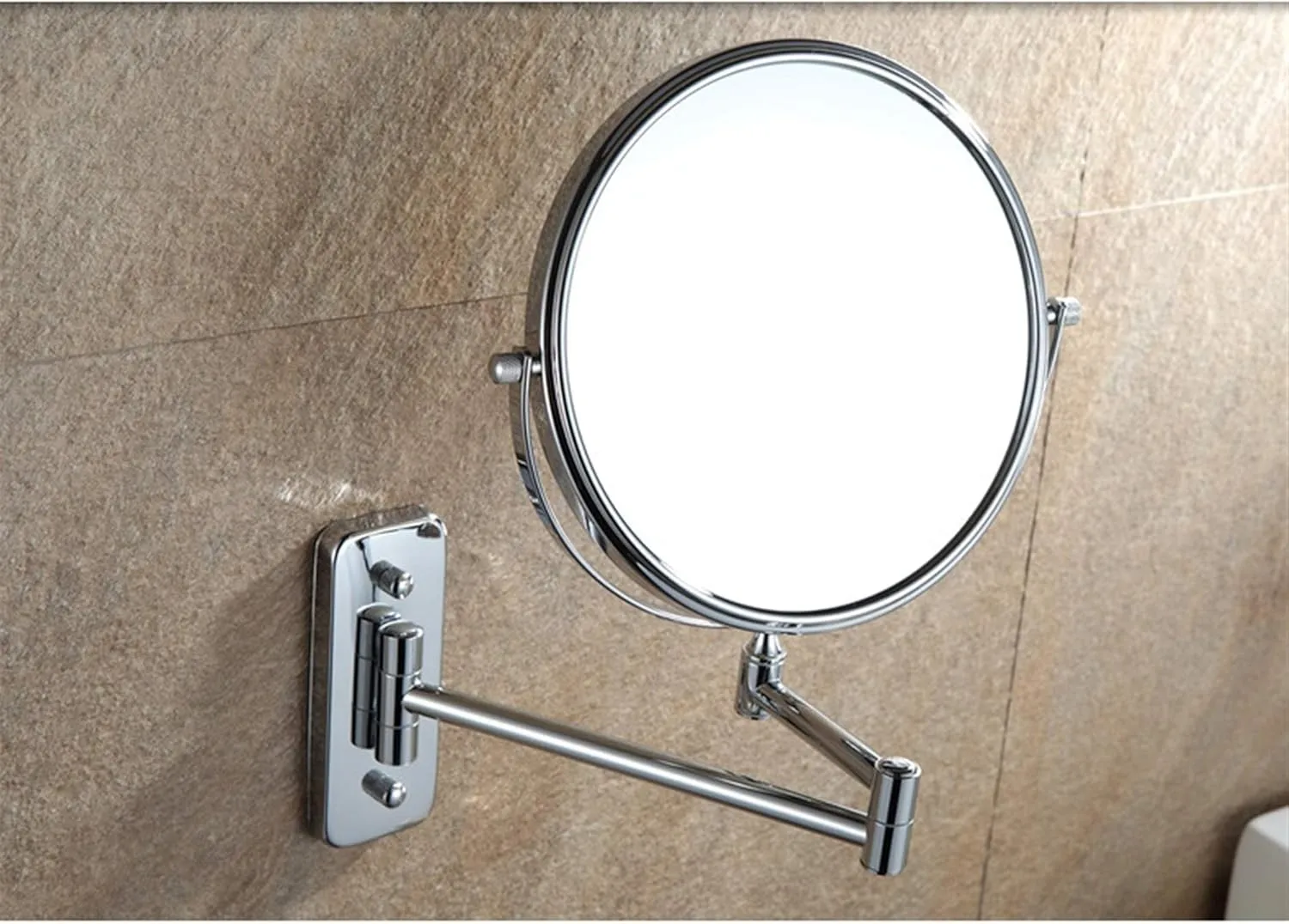 Wall-Mounted Folding Vanity Mirror,Beauty Mirror 8-inch Bathroom Cosmetic Mirror,5X Double-Sided Mirror,360 Rotation (Size : 7 Times Magnification)